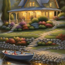 Схема вышивки «Дом у реки»