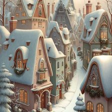 Схема вышивки «Зимний городок»