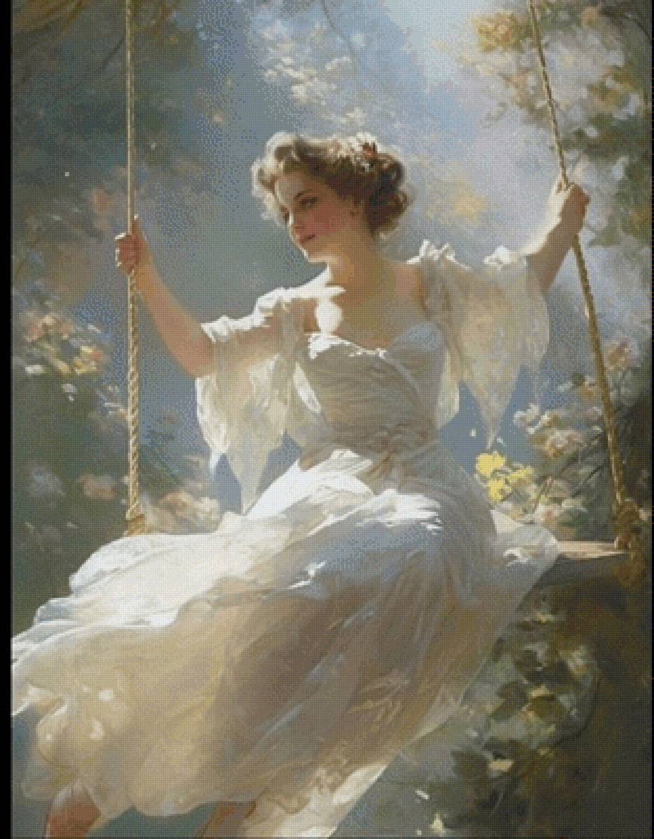 девушка на качелях - на качелях - предпросмотр