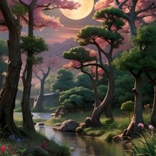 Схема вышивки «Ночной пейзаж»