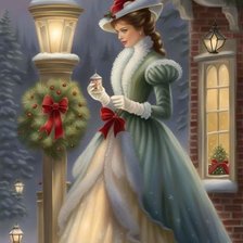 Схема вышивки «Dama en navidad»