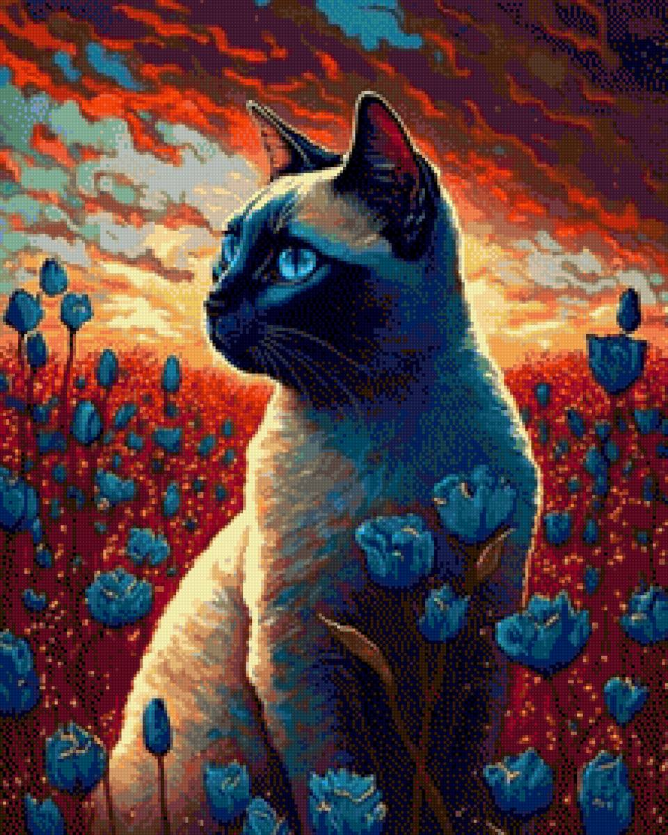 Michi con flores - gatos - предпросмотр