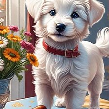 Схема вышивки «Peludito y alimento»