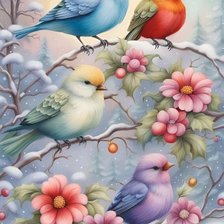 Схема вышивки «Pajaritos en la nieve»