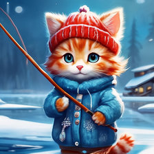 Схема вышивки «котик рыболов»