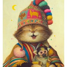 Схема вышивки «Gato con mono»