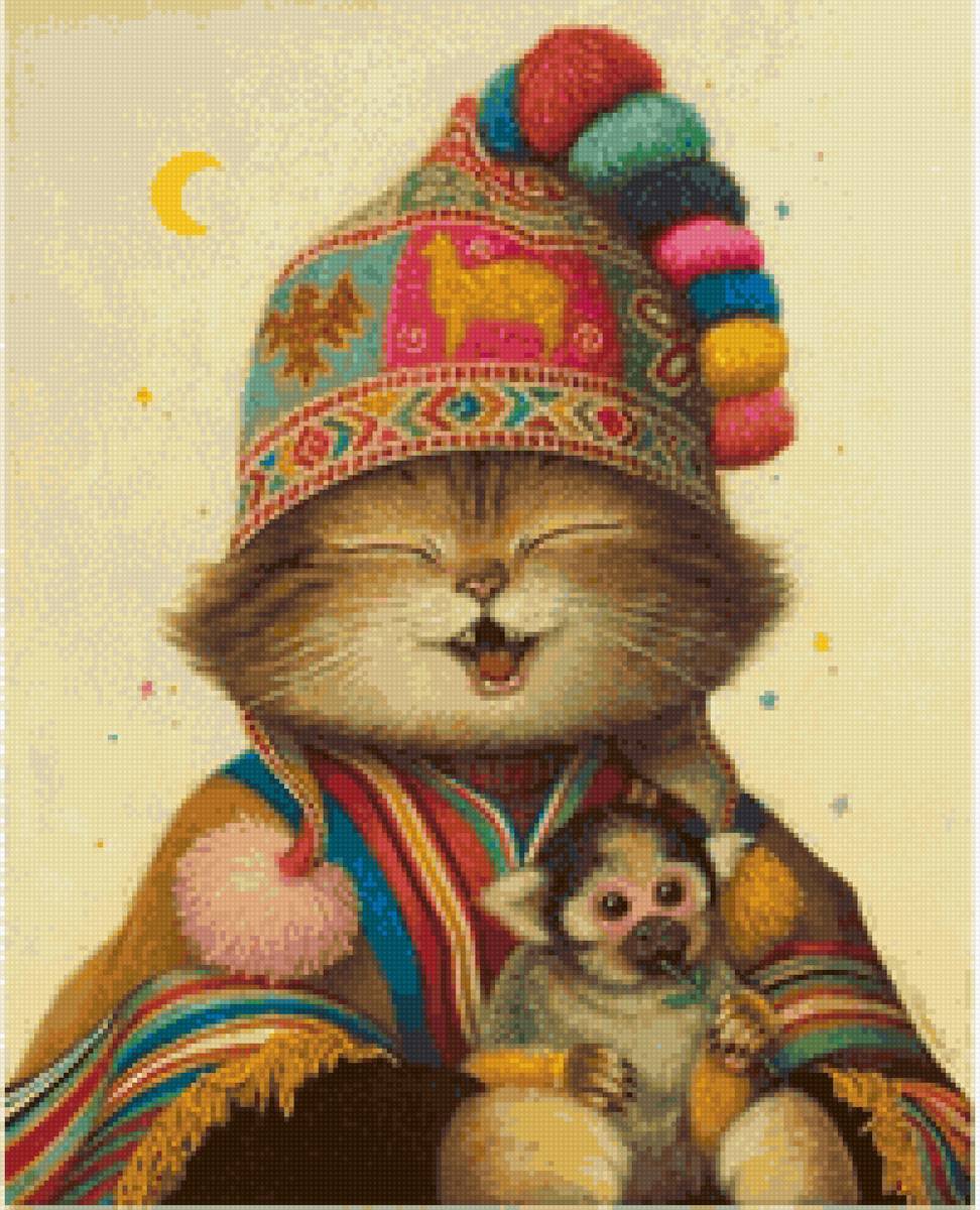 Gato con mono sin marco - gato con mono sin marco - предпросмотр