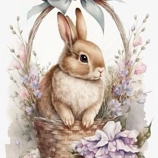 Схема вышивки «Кролик в корзинке»