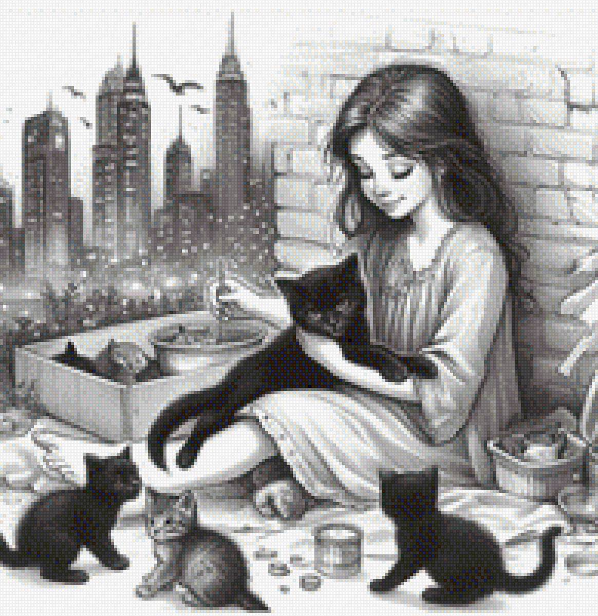 Michis y niña - gatos - предпросмотр