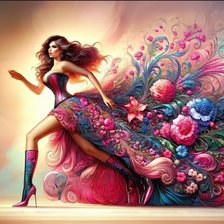 Chica con vestido de flores