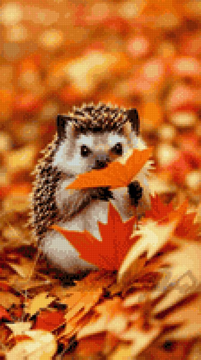 Ежик,осень - ежик, листья - предпросмотр