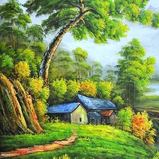 Схема вышивки «водопад триптих левая часть»