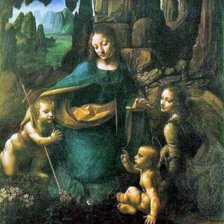 Схема вышивки «Худ. Леонардо да Винчи. Мадонна в скалах.»