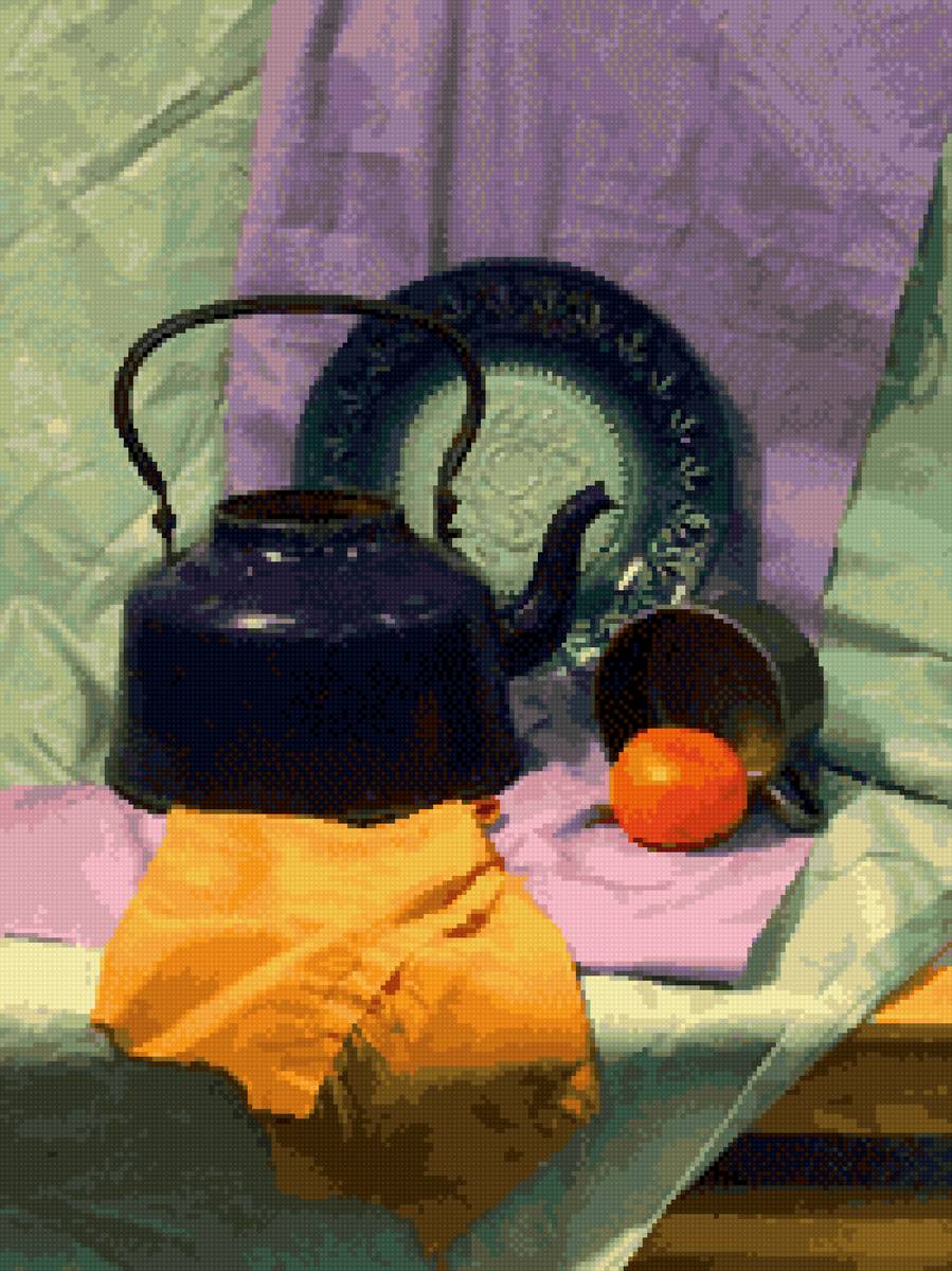 синий чайник - натюрморт - предпросмотр