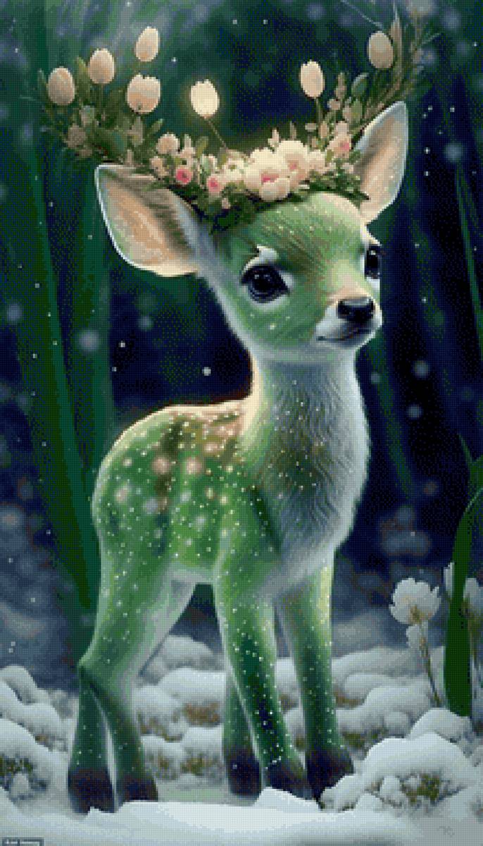 Олененок - зима, олень - предпросмотр