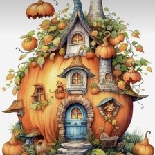 Схема вышивки «Тыквенный домик»