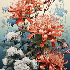 Схема вышивки «пионы»