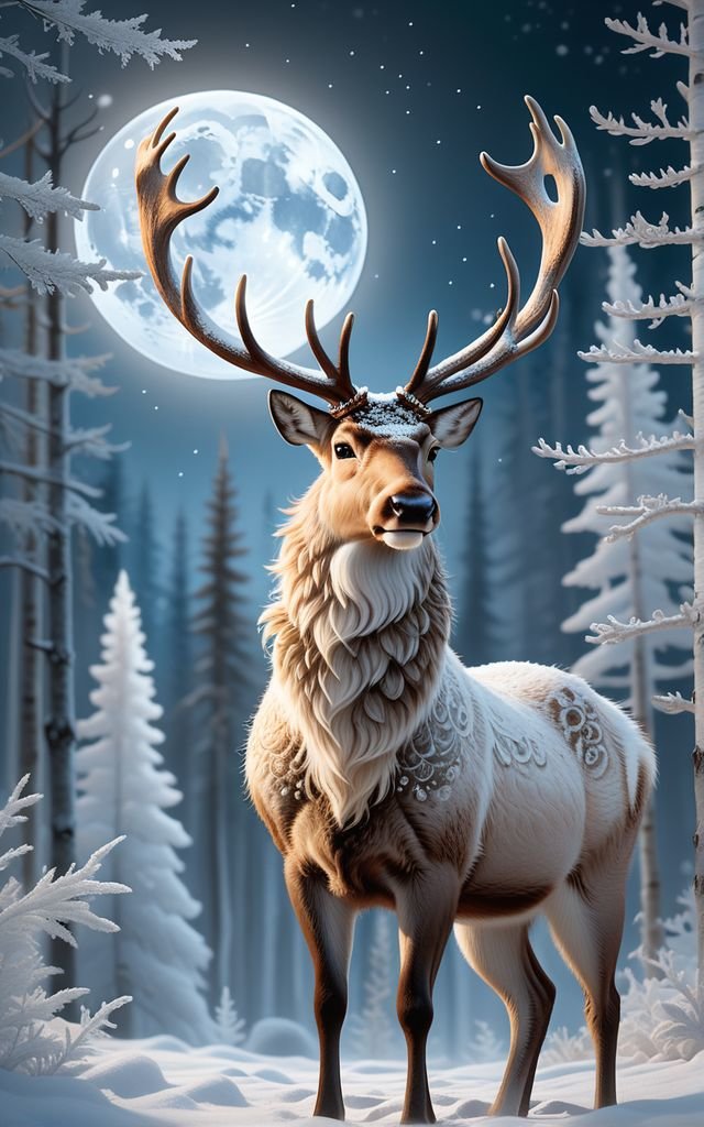 Зимний олень - оригинал