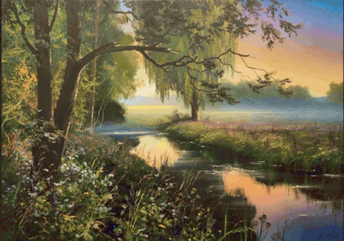 Утро туманное - пейзаж - предпросмотр