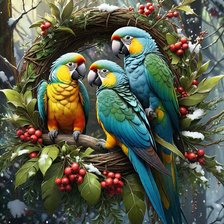 Схема вышивки «попугаи»