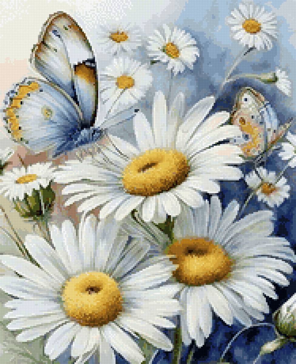 №2756206 - ромашки, до 240 крестиков, бабочка - предпросмотр
