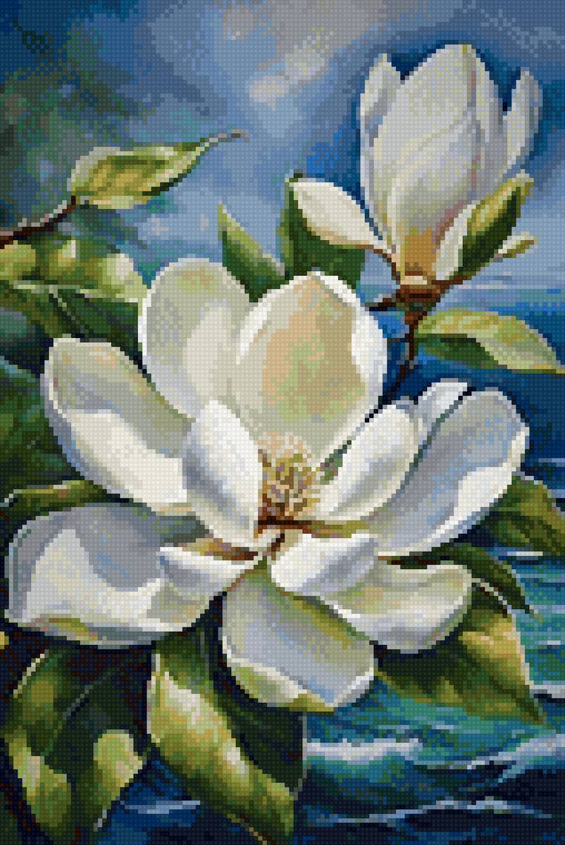 №2757204 - до 240 крестиков, до 190, магнолия, цветы - предпросмотр