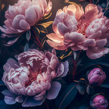 Схема вышивки «Пионы в лучах солнца»