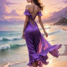 Схема вышивки «Девушка море закат»