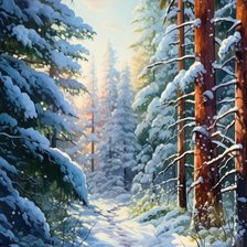 Схема вышивки «Зимний лес»