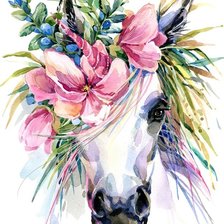 Схема вышивки «Лошадь в венке»