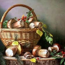 Схема вышивки «корзина грибов»