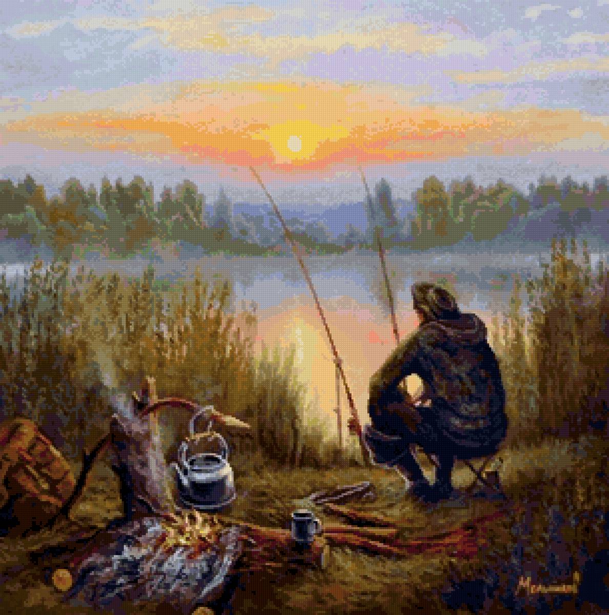 вечер на рыбалке - предпросмотр