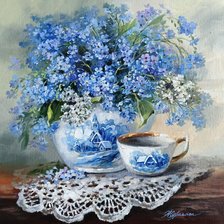 Схема вышивки «Незабудки»