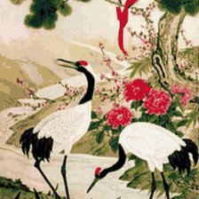 Схема вышивки «Журавли  у сосны»