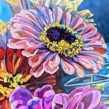 Схема вышивки «подушка цинии»