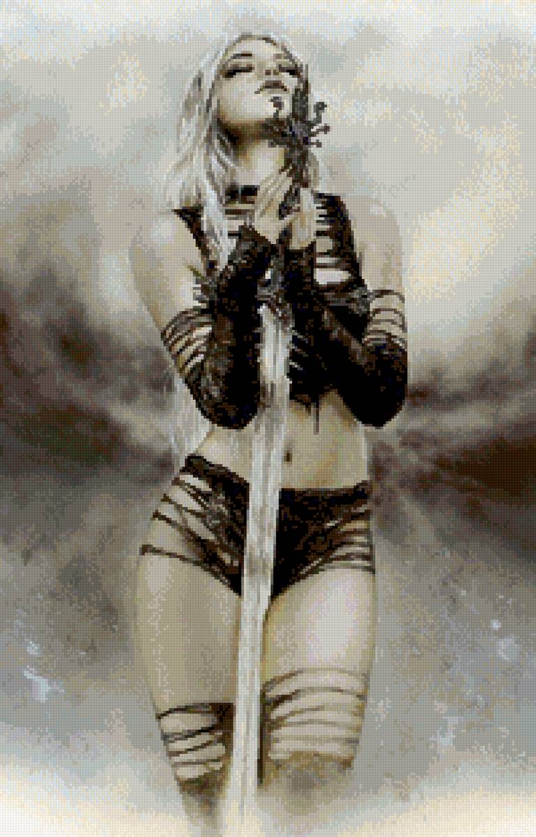 Девушка с мечем - меч девушка воин - предпросмотр