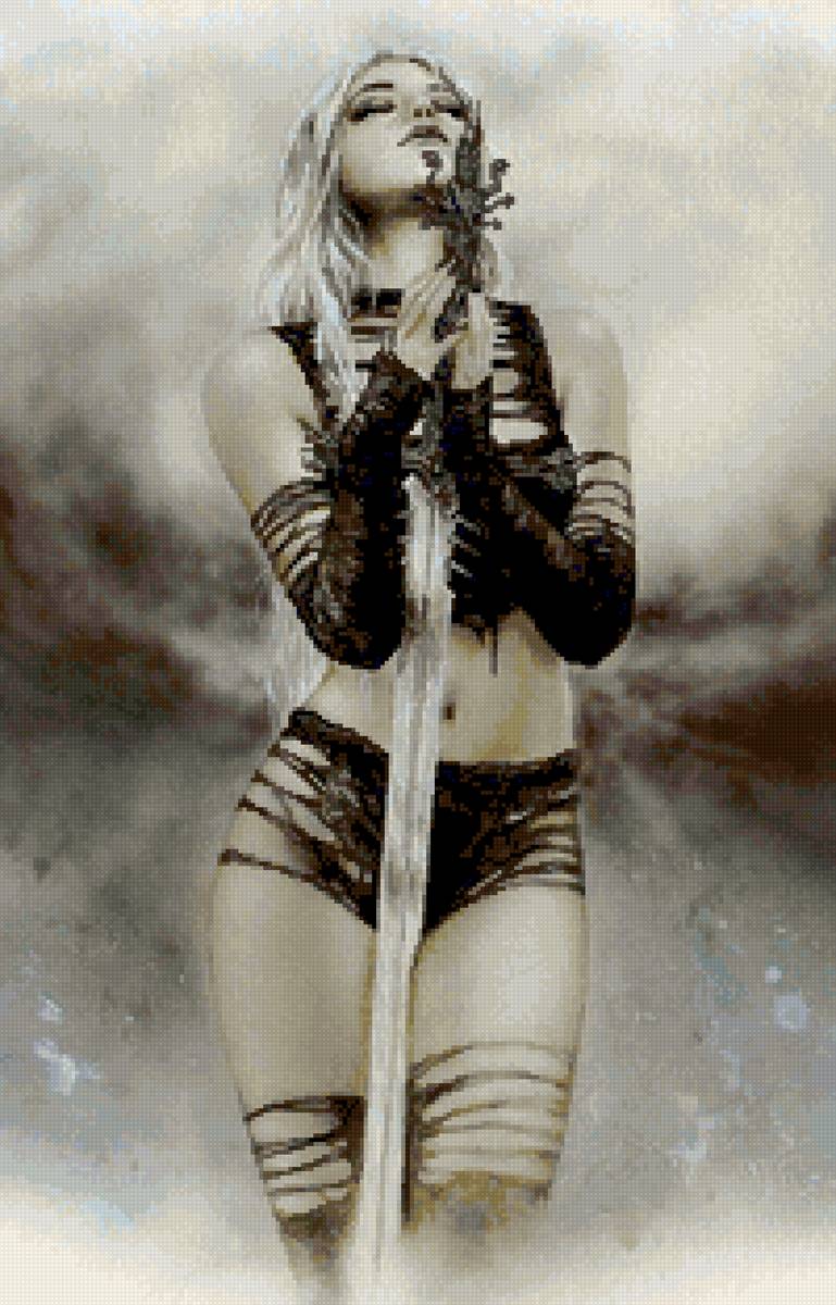 Девушка с мечем 2 - меч девушка воин - предпросмотр