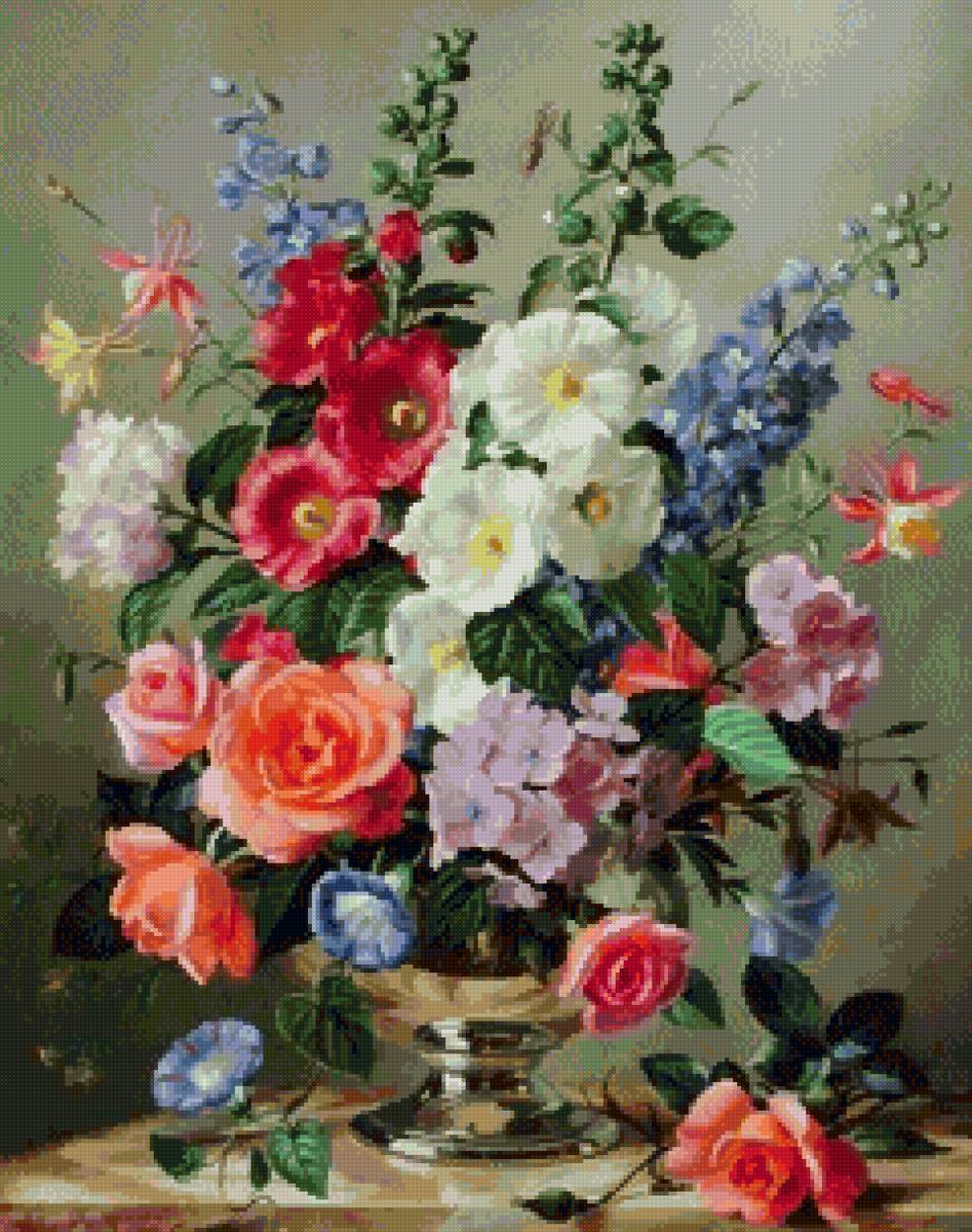 Натюрморт#4 - натюрморт, вильямс, цветы, мальвы - предпросмотр