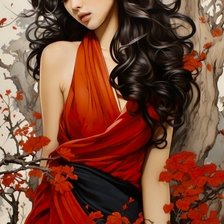 Схема вышивки «девушка в красном 2»