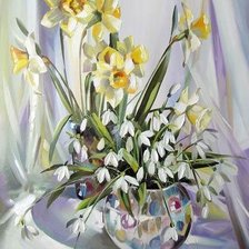 Схема вышивки «Букет нарциссов и подснежников»