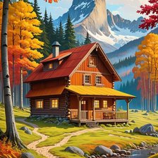 Схема вышивки «Домик в горах»