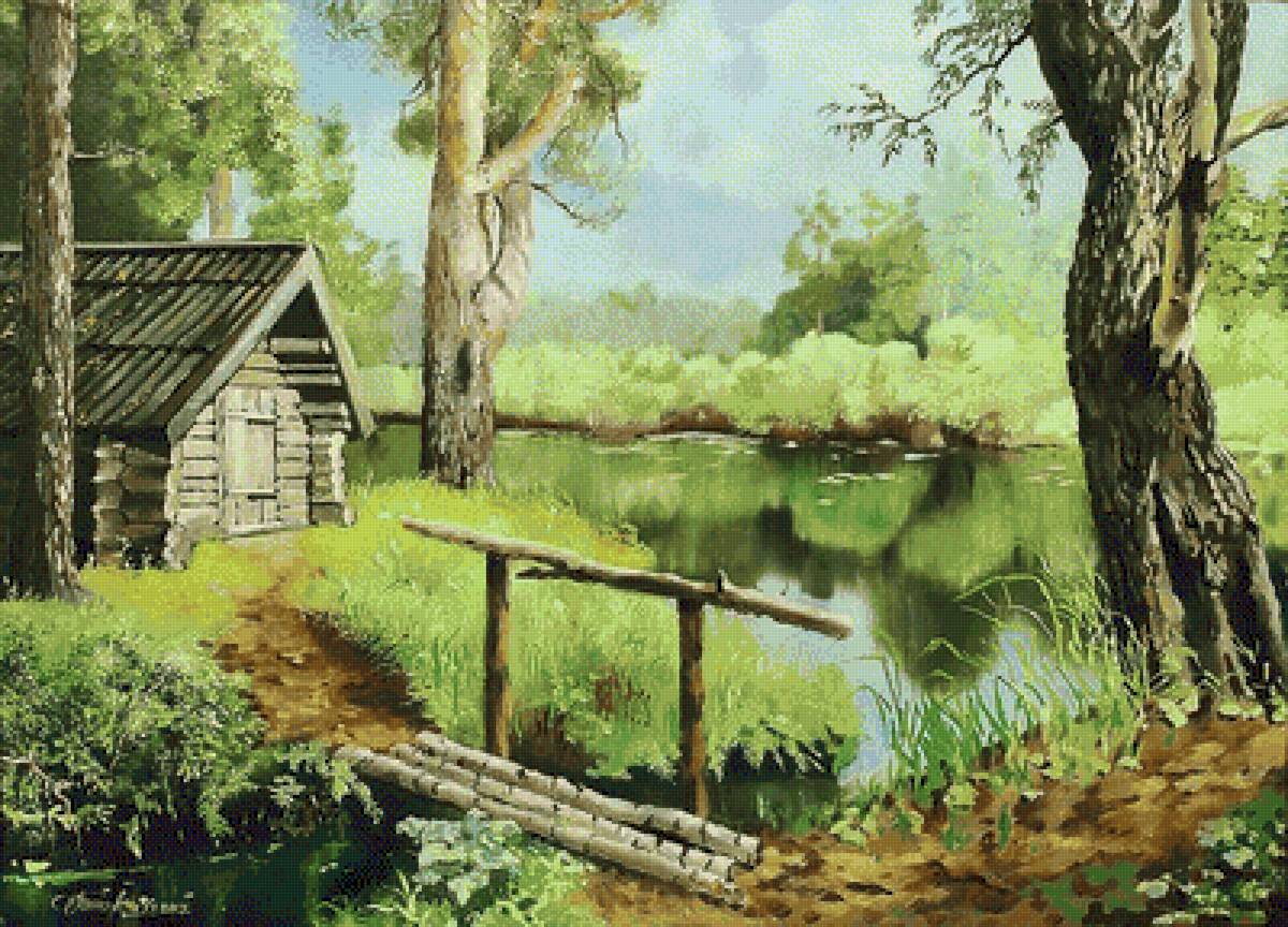 Домик в лесу. Владимир Пасечник - русские художники - предпросмотр