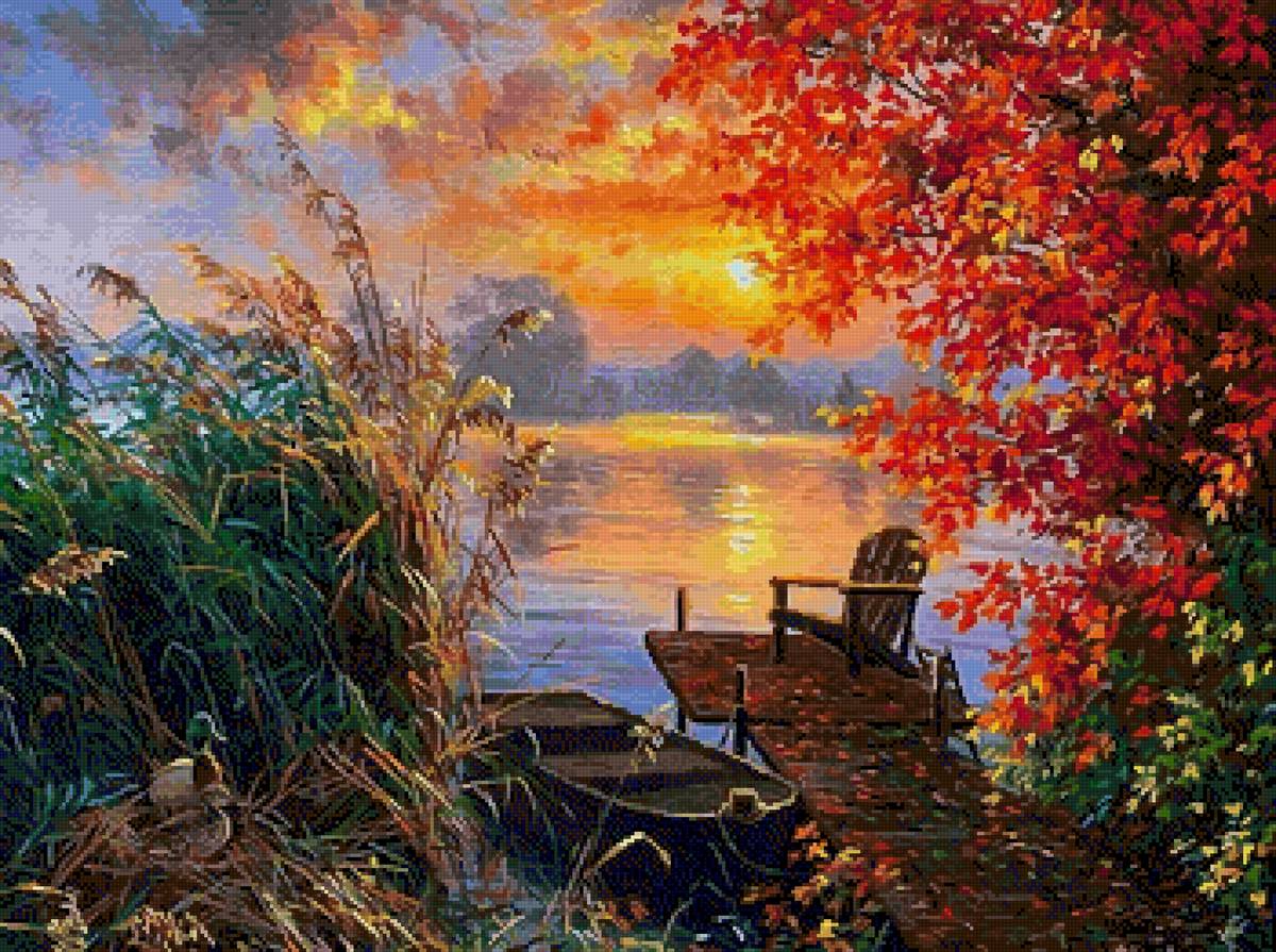 утро на озере - утро, озеро - предпросмотр