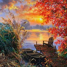 Схема вышивки «утро на озере»