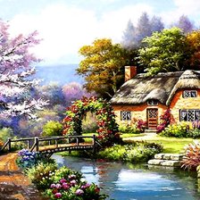 Схема вышивки «деревенский пейзаж»