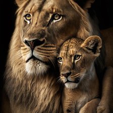 Схема вышивки «Лев и львенок»