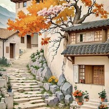 Схема вышивки «Старая улочка»