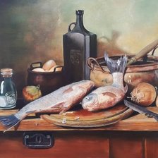 Схема вышивки «натюрморт рыба»