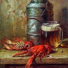 натюрморт раки и пиво