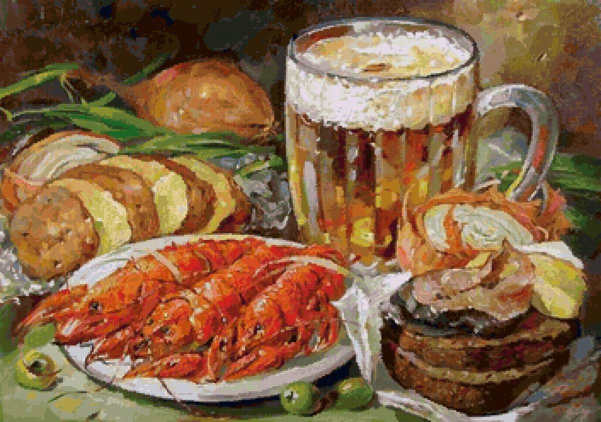 натюрморт пиво и раки - предпросмотр